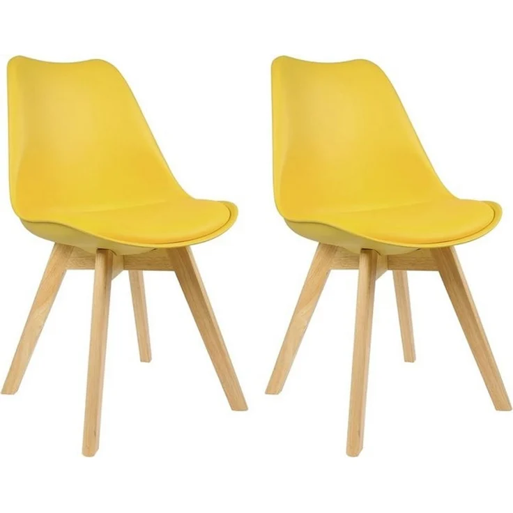 Esszimmerstühle 2er-Set Holzbeine Lisa gelb – Bild 4
