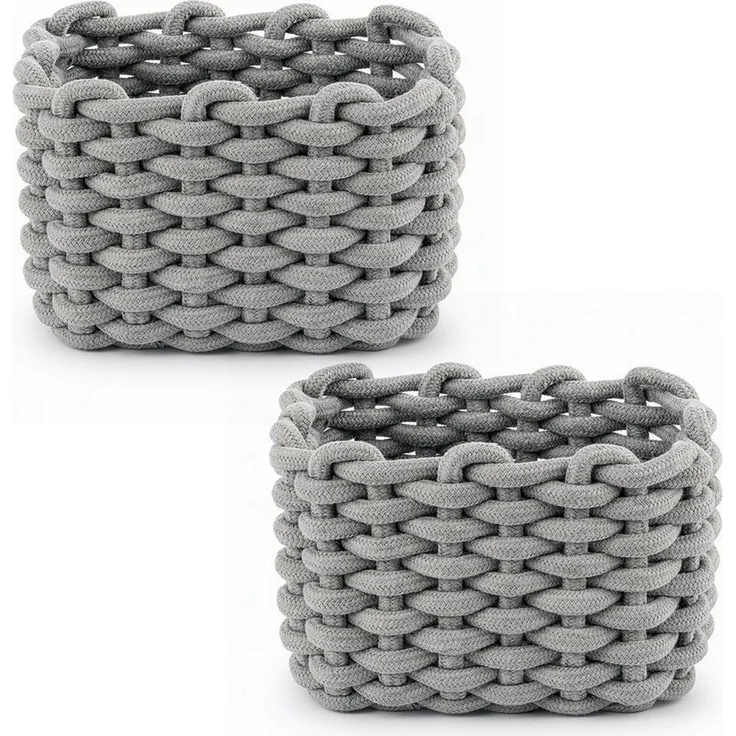 Youyijia Aufbewahrungskorb 2 Stück Häkelkorb Aufbewahrungskorb 20 x 15 x 12 cm Baumwollseil – Bild 1