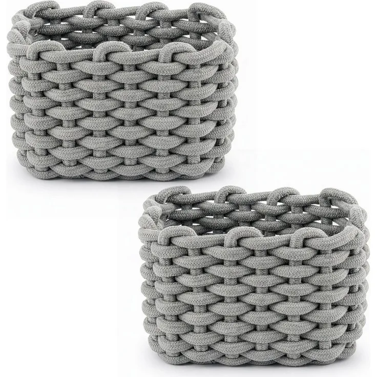 Youyijia Aufbewahrungskorb 2 Stück Häkelkorb Aufbewahrungskorb 20 x 15 x 12 cm Baumwollseil