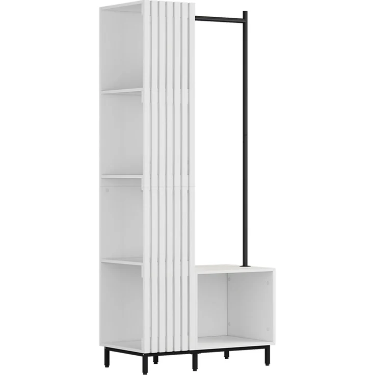 Garderobe Zinto Weiß 80 x 187 cm mit 5 Ablagefächern Vicco – Bild 1