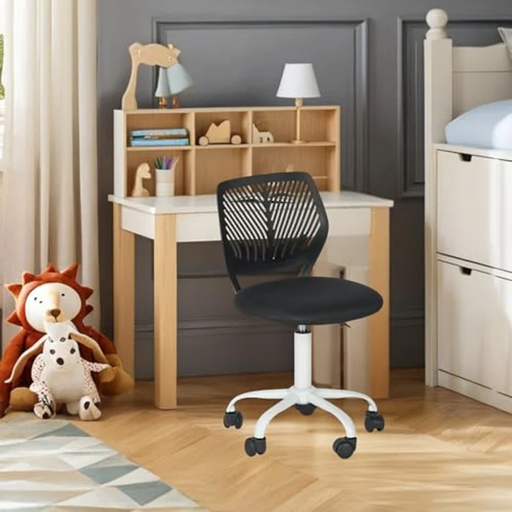 FurnitureR Bunte Schreibtischstuhl, Modernes verstellbares Design Computer Sitz, Swivel Armless Stuhl, Kinderzimmer, Home Office Task Chair – Bild 3
