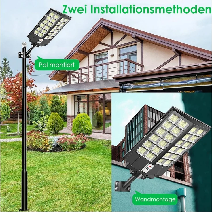GLIESE LED Solarleuchte LED Außen-Wandleuchte Solar mit Daemmerungssensor, mit Fernbedienung, 6500K kaltweiß, 100000 lm, LED fest integriert, kaltweiß, Solarlampen für Außen hängend Spotlight – Bild 3