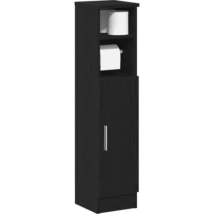 vidaXL Badezimmerschrank mit Rollenhalter Schwarz 20,5x22x90 cm 858498 – Bild 1