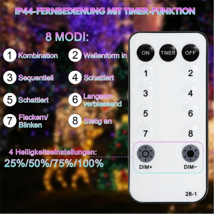 Clanmacy LED-Lichterschlauch LED Lichterschlauch Außen/Innen Lichterkette,mit Timer 8 Leuchtmode – Bild 2