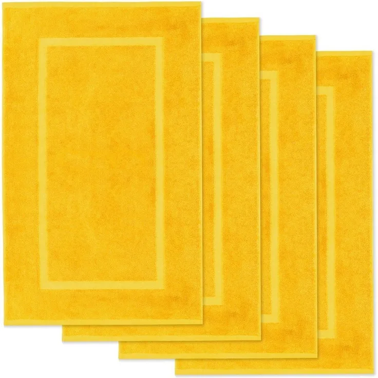 Lavea Badematte 4er Set Badeteppiche Elena Frottee 50x80 cm Badvorleger, 100% Baumwolle, 500 g/m² Frottier, weich & saugstark, pflegeleicht