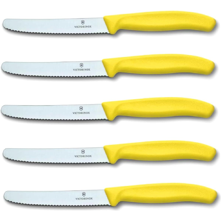 Victorinox | Tafelmesser Set | Swiss Classic | Gelbe Griffe | 5-teilig | präzise & langlebig | ideal für den täglichen Einsatz
