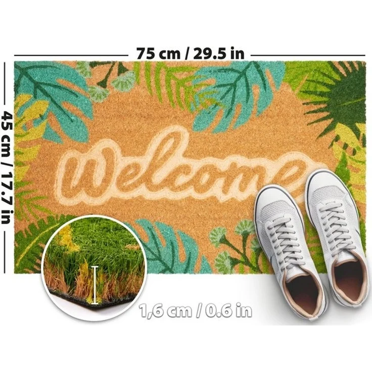 BRUBAKER Fußmatte Blumen und Pflanzen - 45 x 75 cm Schmutzfangmatte - Kokos Fußabtreter, Rechteckig, Höhe: 16 mm, Antirutsch Türmatte für Außen und Innen - Wetterfest und Rutschfest – Bild 4