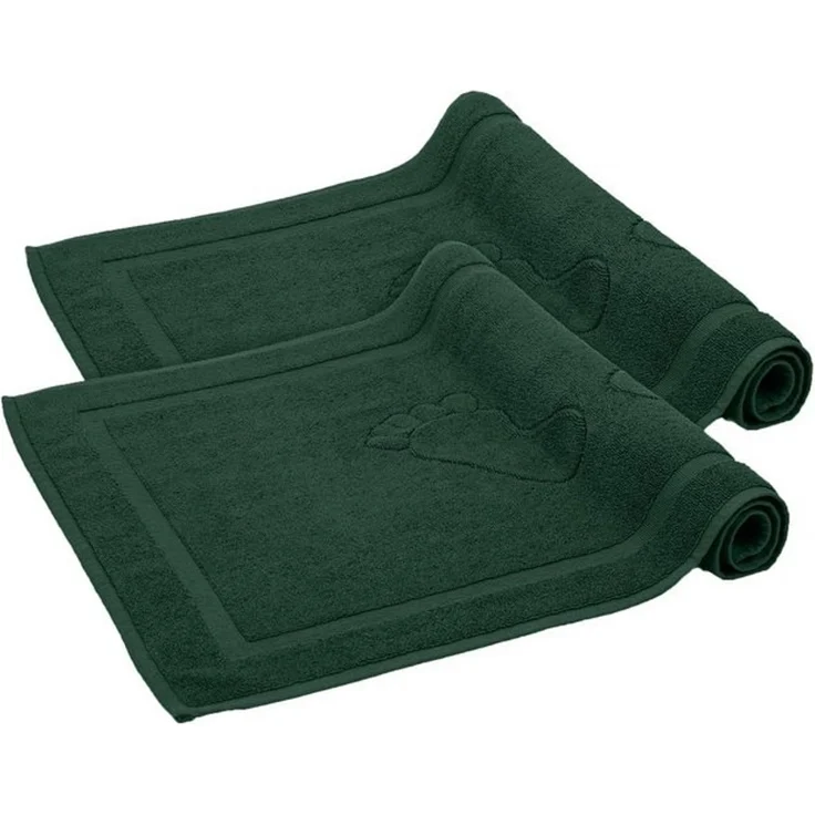 Komfortec Badvorleger Set 2 Teilig, Frottee Duschvorleger, Waschbar Duschmatte & Badteppich, 600 g/m² &100% Baumwolle, Saugfähig & Schnelltrocknend, 50x70 cm, Dungelgrün – Bild 4