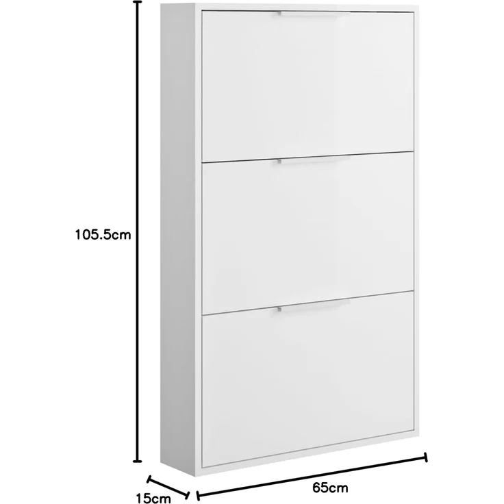 Composad Schuhschrank ESPRESSO - Diele Schuhschrank in Weiß Hochglanz – Bild 3