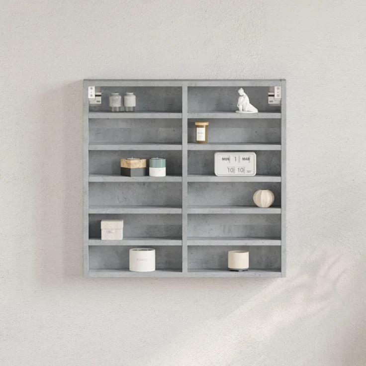 vidaXL Vitrinenschrank Betongrau 60x8,5x58 cm Holzwerkstoff 847964 – Bild 1