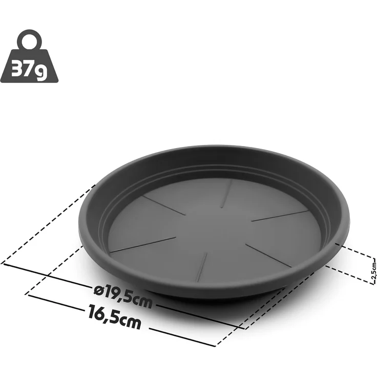 BigDean Blumentopfuntersetzer 20 Stück Topfuntersetzer Ø 19,5 cm in Anthrazit Made in Europe, Zubehör für Pflanztöpfe, Set, 20-tlg, Klassische Blumentopfuntersetzer, Zeitlos im Design, Robust – Bild 3