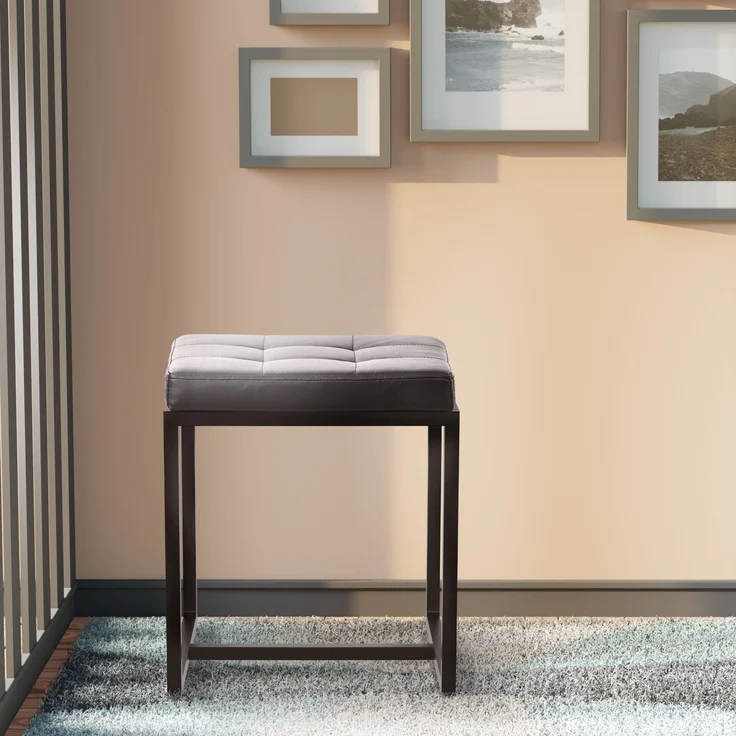 CLP Sitzhocker Barci mit Polsterung und schwarzem Eisengestell,schwarz Kunstleder – Bild 3