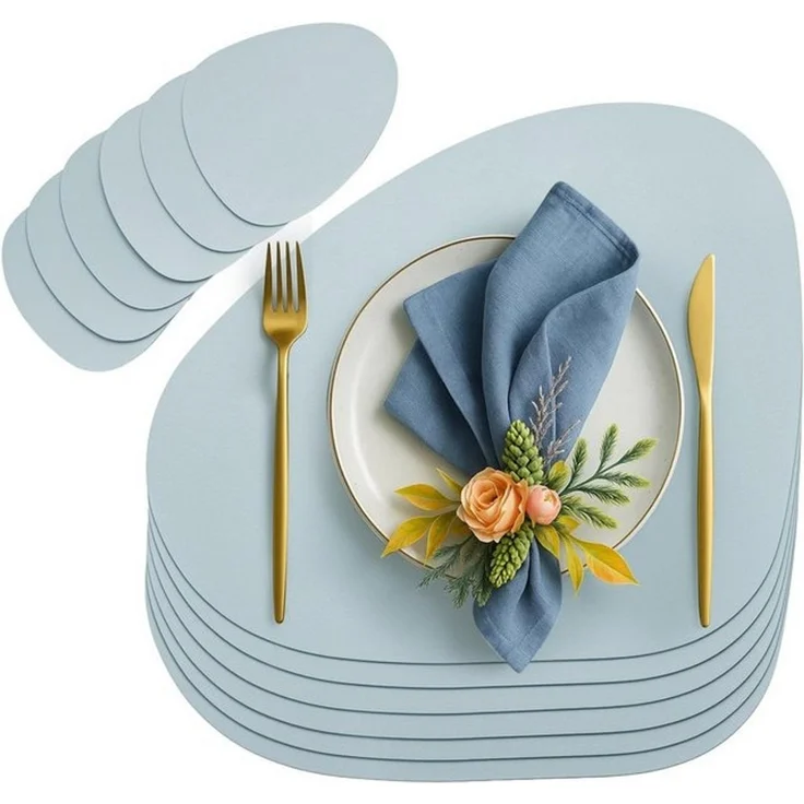 Youyijia Platzset 6er Set Tischset aus Leder-Imitat, Starke rutschfeste – Bild 4