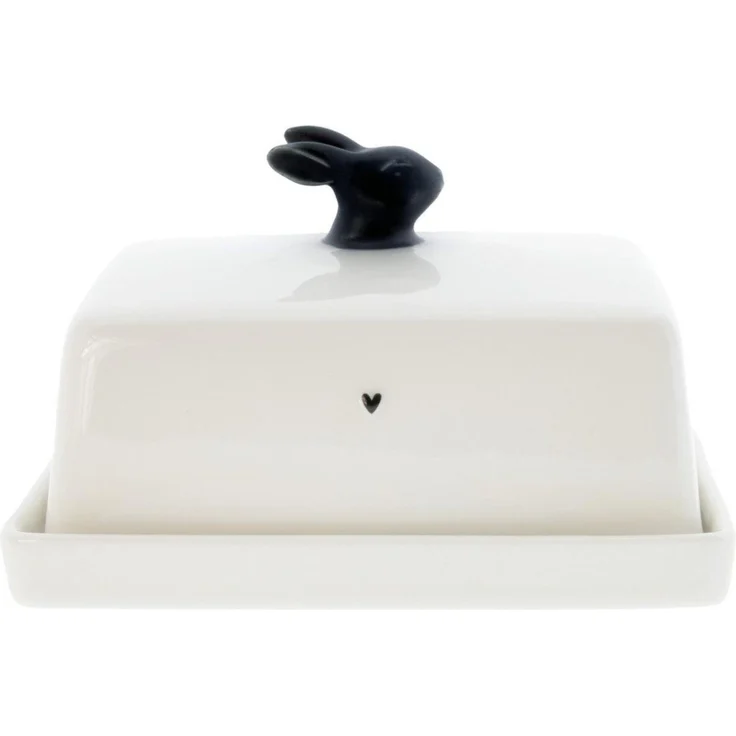 Bastion Collections Butterdose, Keramik, Höhe: 9cm, Farbe: Weiß, Motiv: Hase – Bild 1