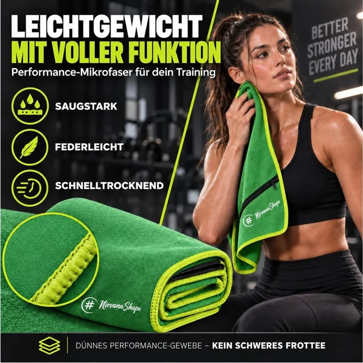 NirvanaShape Sporthandtuch NirvanaShape Mikrofaser Fitnesshandtuch mit Ecktasche und Knöpfen, saugfähig, leicht, schnelltrocknend, für Reisen, Fitness, Yoga, Sauna – Bild 2