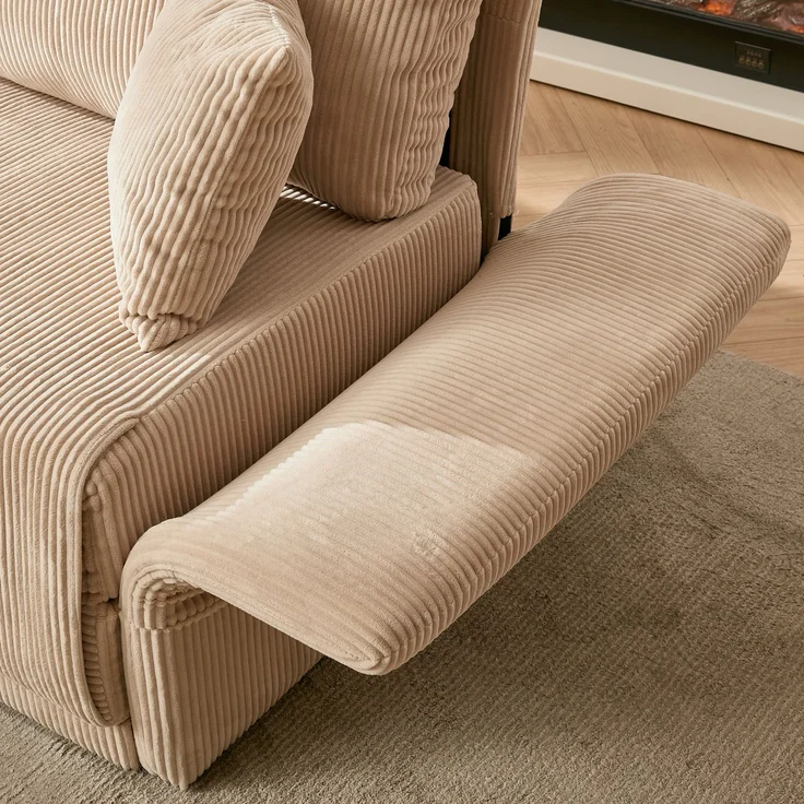 ZUBALIYA Schlafsofa 69.00x23.00 cm, mit Cordbezug, für Wohnzimmer und Apartments, mit stabilem Untergestell, Beige – Bild 11