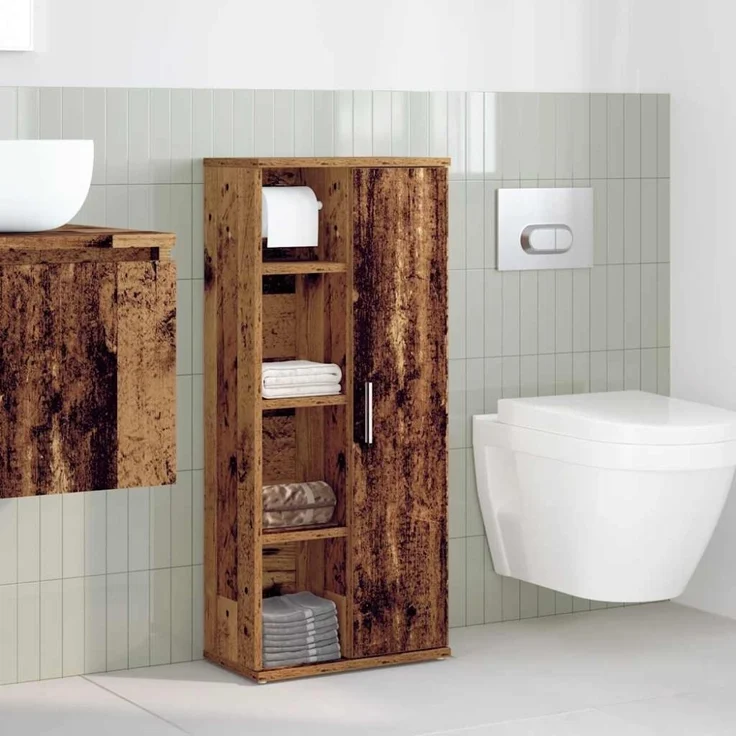 Badezimmerschrank mit Rollenhalter Altholz-Optik 39 x 22 x 90 cm – Bild 8