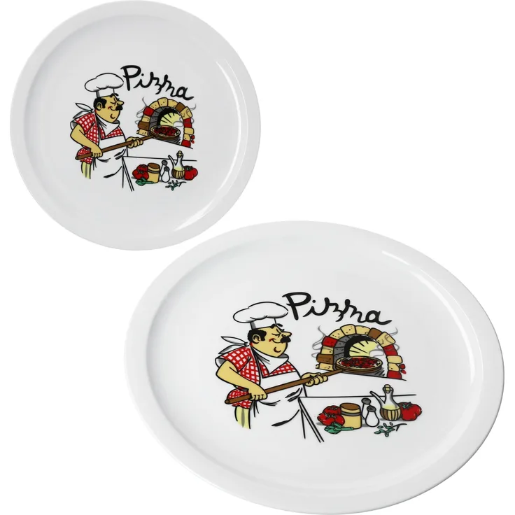2er Set Luigi Pizzateller Ø30,5cm 2 Personen Teller Pizza Bäcker große Platte