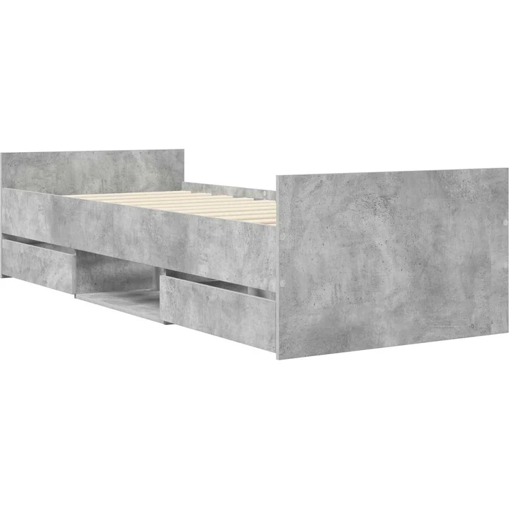 vidaXL Bettrahmen mit Schubladen mit Kopfteil Betongrau Holzwerkstoff 3429514 – Bild 3