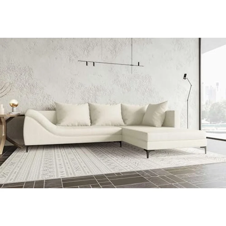 99rooms Loni Ecksofa Cordstoff POSO Creme Rechts – Bild 3