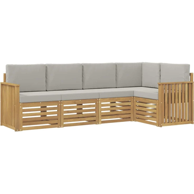 vidaXL Outdoor-Sofagarnitur 5 stk. 5-Sitzer Weiß und Hellgrau 3391831 – Bild 2