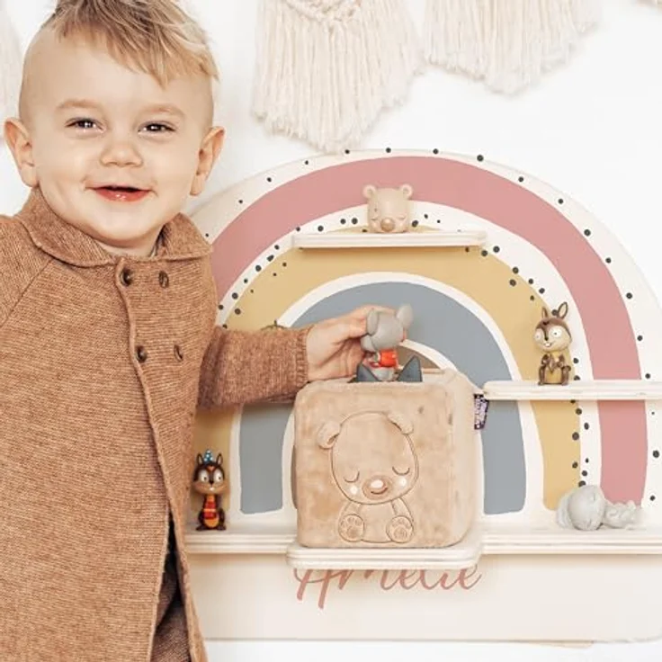 KIDSMOOD - Personalisiertes Tonie Regal für Kinderzimmer | Regenbogen Wand-Regal mit genügend Platz für Tonie-Hör-Figuren, Aussparung für Tonie-Musikbox & Kabelmanagement, Tonie Regal Mädchen & Jungen – Bild 3