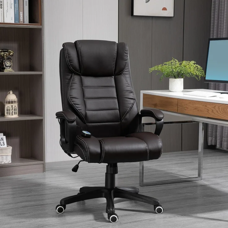 MELAYR, Bürostuhl mit Massagefunktion, ergonomischer Bürostuhl, hoher Komfort, höhenverstellbar, 78 x 35 x 66 cm, Braun – Bild 3