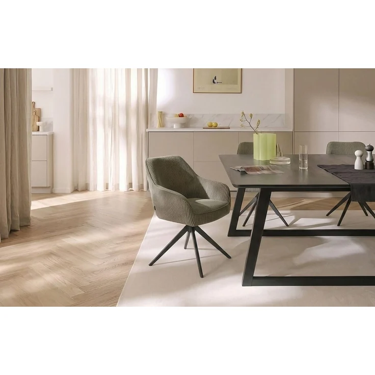 B&D home Polsterstuhl ARVIT, Esszimmer Stuhl, Drehstuhl, Armlehnstuhl mit Drehfunktion (1 St), mit Armlehnen, Taschenfederkern-Sitz, Metallgestell 360° drehbar – Bild 1