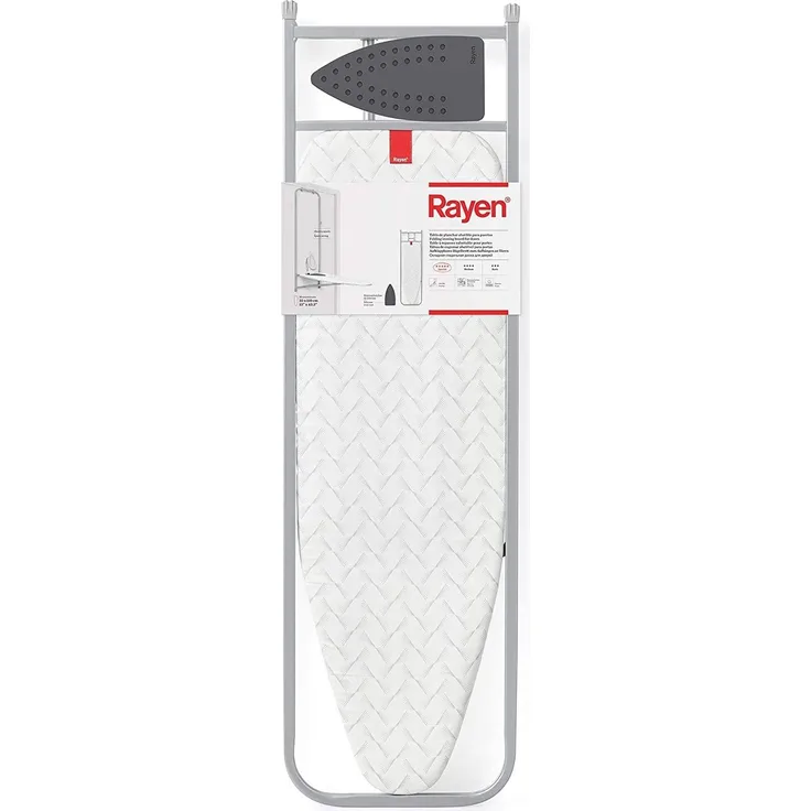 Rayen Bügelbrett für Türen, lackierter Stahl, Weiß, Maße der Tischplatte 33x110 cm