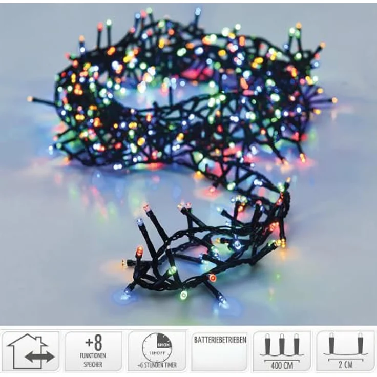 Spetebo LED-Lichterkette LED Lichterkette mit 8 Leuchtfunktionen, 200-flammig, Weihnachts Beleuchtung mit Speicherchip – Bild 3