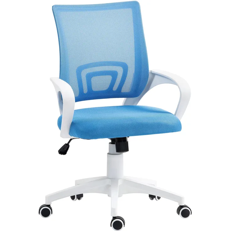 MELAYR, Drehbarer, Netz-Schreibtischstuhl, mit, höhenverstellbarer, Kippfunktion, und, 57 x 55 x 109 cm, Hellblau
