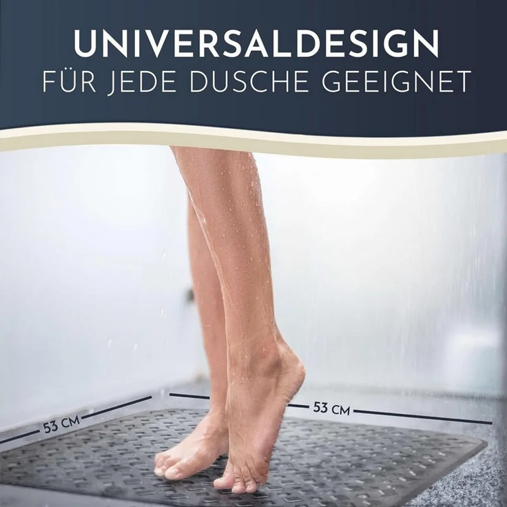 Homerella Duschmatte rutschfest - 100% BPA frei - Inkl. 2 Haken zum Aufhängen 53x53cm, Antirutschmatte Dusche hautsensitiv & schimmelresistent, - Duscheinlage maschinenwaschbar – Bild 2