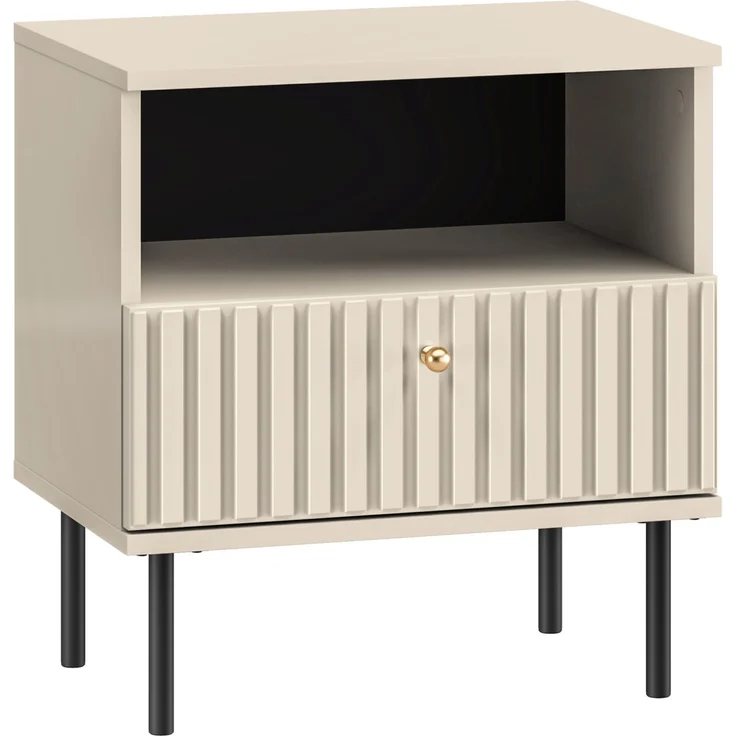 Selsey 'Caletto' Nachttisch mit Schublade, beige, ca. 53 x 50 x 34 cm – Bild 1