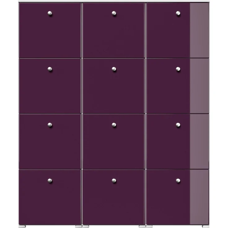 Schuhschrank XXXL Comfort 12 Klappen 48 Paar 160x187 cm Weiss-Brombeer : Weissmatt / Brombeere hochglanz – Bild 7