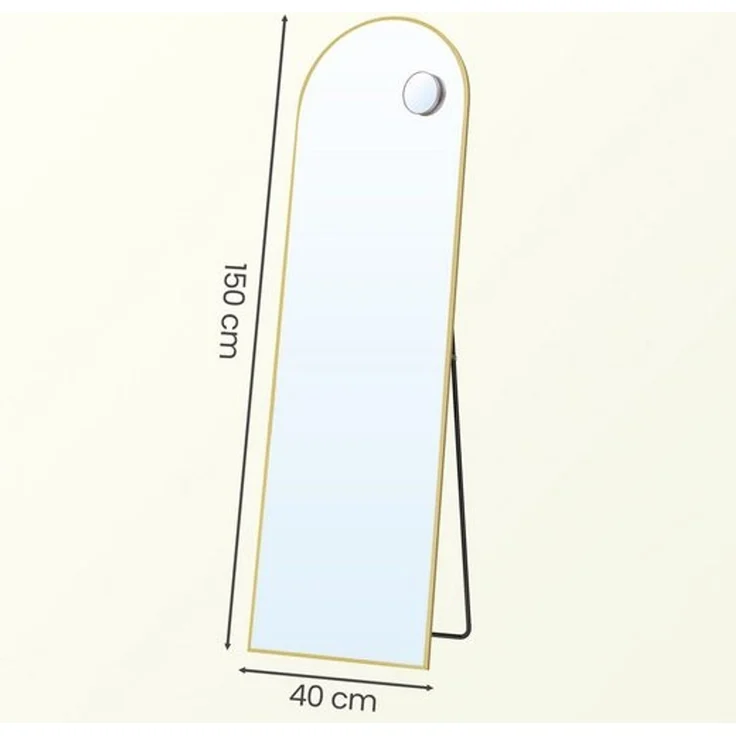 SONGMICS Ganzkörperspiegel, 150 x 40 cm, gewölbter Standspiegel, Rahmen aus Aluminiumlegierung, Hartglas, für Schlafzimmer, Wohnzimmer, Garderobe, blassgold – Bild 5