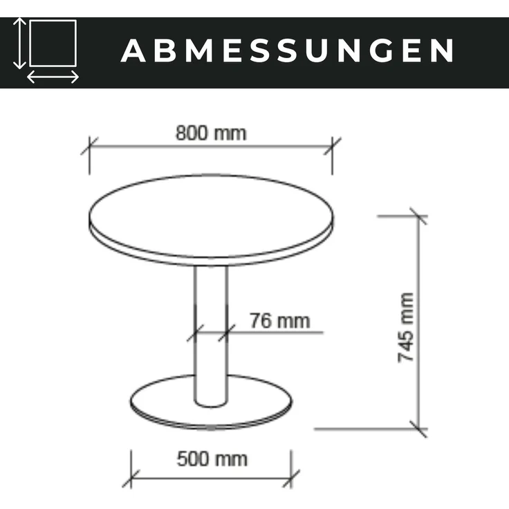 bümö Besprechungstisch, Esstisch klein, Tisch rund 80x80 cm in Eiche, Gestell: graphit - kleiner Rundtisch für 2 Personen mit Holz-Platte, Säule aus Metall, Konferenztisch, Bistrotisch, STF08-E-G – Bild 7