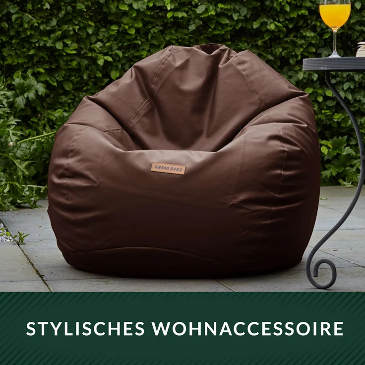 Green Bean® Sitzsack aus Kunstleder mit EPS Perlen Füllung - 90 x 70 cm - Bean Bag - - Dunkelbraun – Bild 8