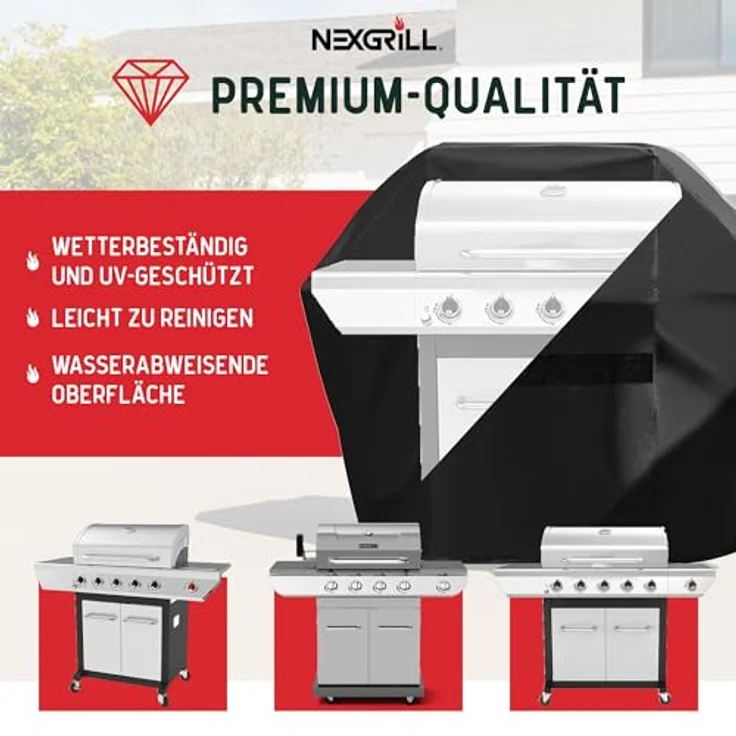 nexgrill Grillabdeckhaube Universal Grillabdeckung 178cm, 165cm, 150cm, Schutzhülle für Grill, schwarz, Grillabdeckung wetterfest – Bild 4