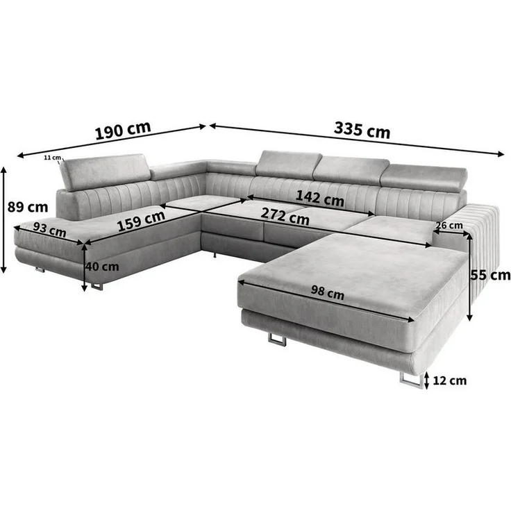 Masseno Ecksofa SIENA mit Schlaffunktion U-Form, Sofa mit Bettkasten – Bild 2