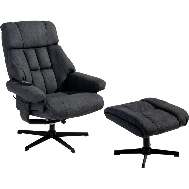Femo Trade Relaxsessel mit Hocker VABENE, Grau, Mikrofaserbezug, Metallgestell, mit Massage- und Wärmefunktion