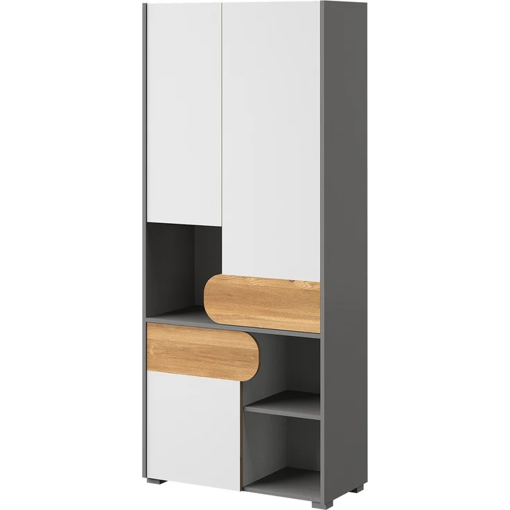 Kleiderschrank Stauraumschrank Carina 80x38x189,5cm graphit hell weiß Nash Eiche
