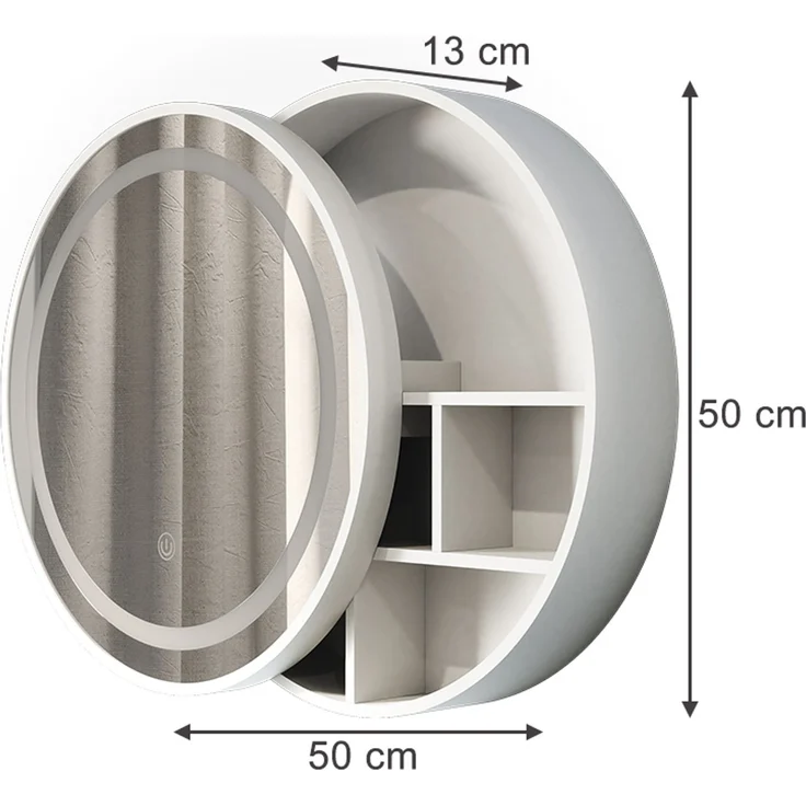 Badspiegelschrank Silva Weiß 50 x 50 cm mit 5 Aufbewahrungsfächern Vicco – Bild 2