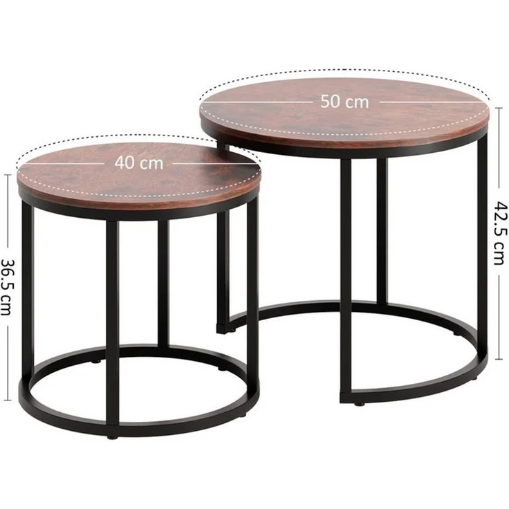 Home Collective Couchtisch Kleiner 2er Set aus Holz, Wohnzimmertisch Modern (Beistelltisch Set 2 in 1 mit Metallgestell, Büro Beistelltisch Loft Design TWIN, kratzfeste Oberfläche, Set 2 in 1), Quadratisch in Eiche hell, für Wohnzimmer – Bild 3