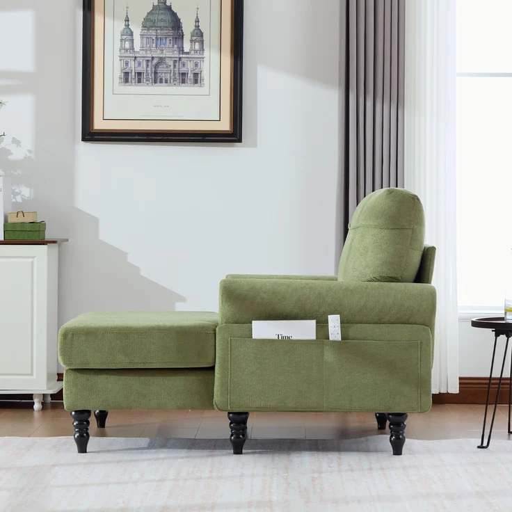 LVHOM XXL Relaxsessel mit Seitentaschen, Großer Chaiselongue-Sessel aus Chenille, Haustierfreundlich, Ergonomische Polsterung für Wohnzimmer, Büro, Wintergarten – Bild 10