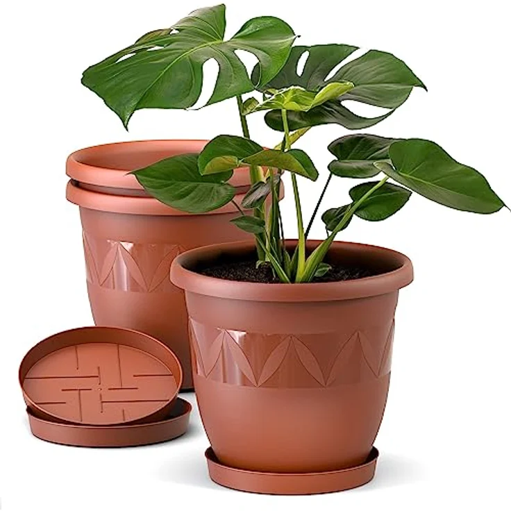 Plastard Pflanzkübel 3er, 5er, 10er Sets, Blumentopf mit passenden Untersetzer 15 - 40 cm (3 St, Blumenkübel ist Witterungs-, frost- und UV-beständig) – Bild 2
