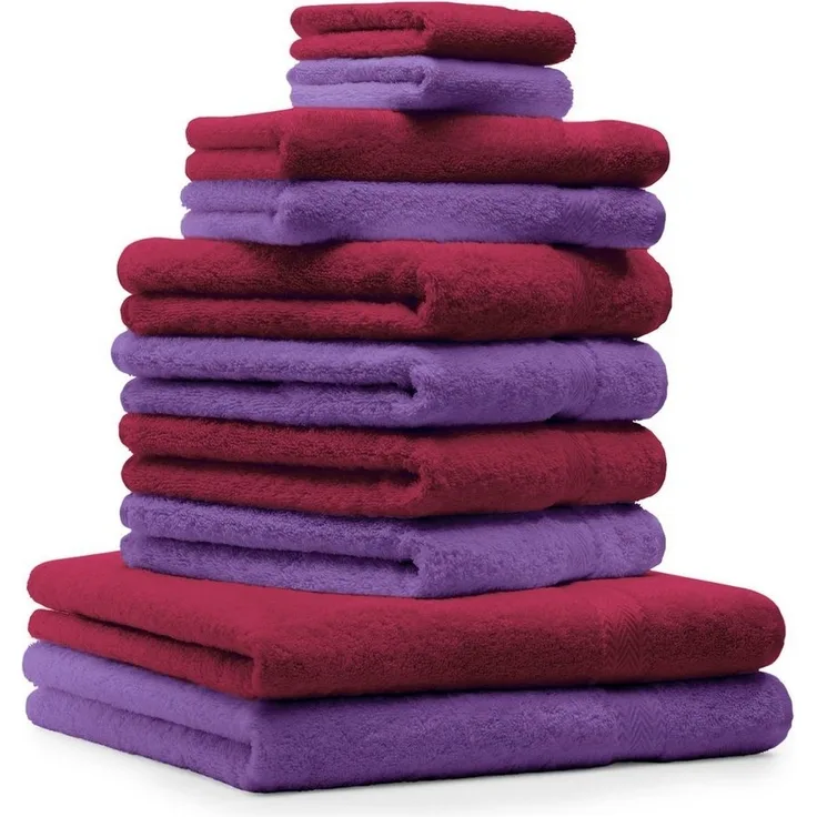 Betz Handtuch Set 10-TLG. Premium Farbe Dunkelrot & Lila, 100% Baumwolle (10-St)