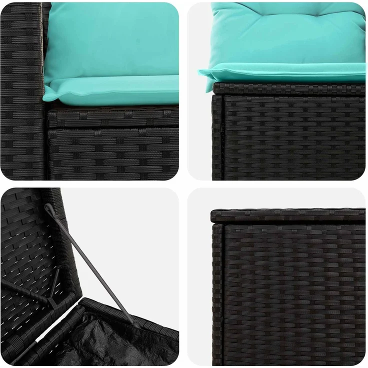 vidaXL Sofa Set 5 stk. Schwarz und Blau Polyrattan und Stahl 3447850 – Bild 6