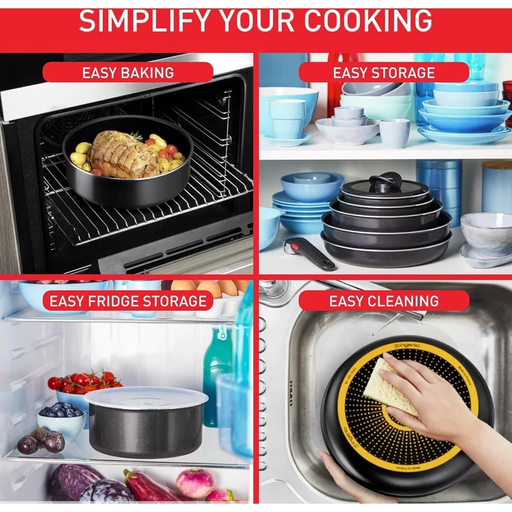 Tefal Pfannen-Set Ingenio Easy Cook & Clean On, Aluminium (Set, 10-tlg), abnehmbarer Griff, Antihaftversiegelung, Thermo-Signal, made in France – Bild 6