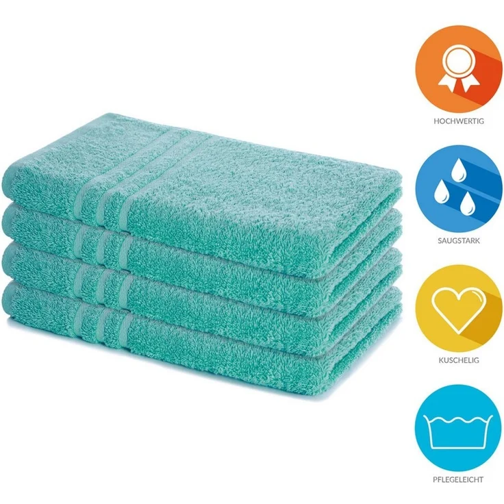 Lavea Handtuch Lavea® 4er Set Handtücher 50x100 cm, Elena Frottiererie, 100% Baumwolle (4er Set), 500 g/m² Frottier, weich & saugstark, pflegeleicht – Bild 2