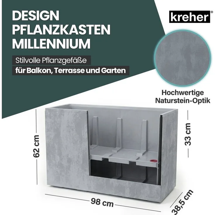 Kreher Pflanzkübel 'Millennium Fence', XXL Sichtschutz in verschiedenen Farben (2 St)
